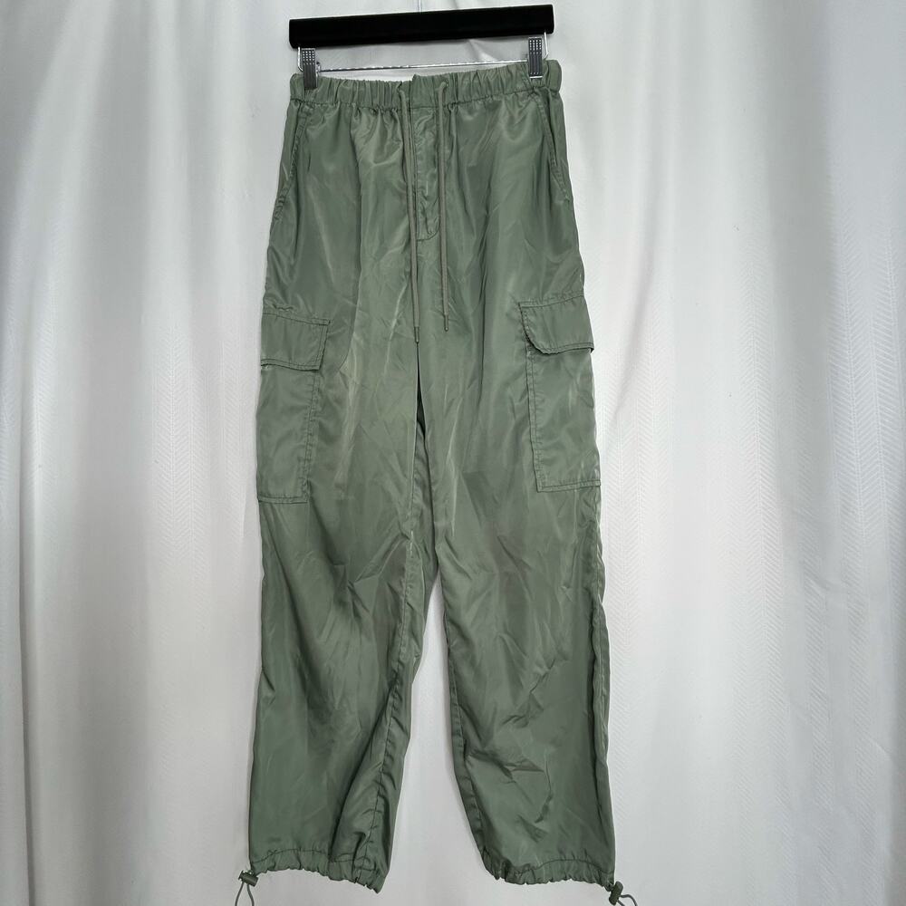 Pistola womans joggers green satin cargo medium baggy
